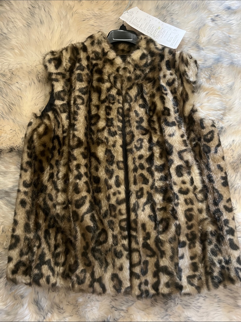 Brand new Leopard Print Faux Fur Vest - Taupe & Black